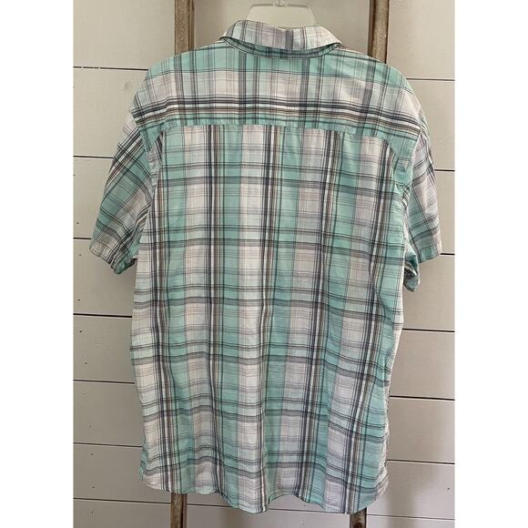 Columbia Men's Decoy Rock Short Sleeve Shirt Mint Plaid Omni Wick Size Large - Picture 2 of 4